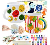Roaxkois Set per dipingere la ceramica - Set di artigianato creativo in ceramica con colori, pennelli e istruzioni - per dipingere la tazza perfetto per regali individuali e per il tempo libero
