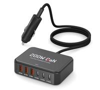 ROAYEWEY Max PD - Caricatore da auto USB C da 200 W, 100 W, per MacBook/Air, Dell Latitude/Lenovo Thinkpad, PD3.0/PPS per iPhone 17/16/15 Series, Samsung serie S25/S24/S23