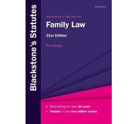 Rob George Blackstone's Statutes on Family Law (Tascabile)
