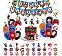 Rob-lx - 50 palloncini decorativi per compleanno, palloncini per bambini, decorazione per feste con Happy Birthday Banner Swirl decorazioni e decorazioni per torte per ragazzi e ragazze