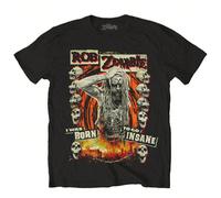 Rob Zombie | Official Band T-Shirt | Born To Go Insane Unleash your wild side with this official Rob Zombie band T-shirt featuring the "Born to Go Insane" design. Perfect for fans of the shock-rocker 