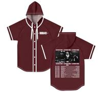 Rob49 Let Me Fly Tour 2025 Merch - Maglia da baseball con cappuccio a maniche corte, unisex, Marrone, S