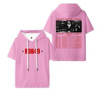 Rob49 Let Me Fly Tour 2025 Merch T-shirt con cappuccio T-shirt unisex a maniche corte abbigliamento casual alla moda, rosa, XL