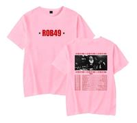 Rob49 Let Me Fly Tour 2025 Merch T-Shirt Unisex Casual Girocollo Manica Corta Moda Tee, rosa, 4XL