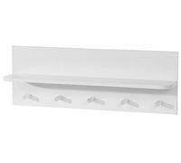roba Appendiabiti da Parete Maren, con Ripiano, 5 Ganci, per Ingresso, Bagno, Cameretta, Universale, Legno Laccato Bianco