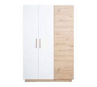 roba Armadio per bambini Leone - 3 ante con chiusura morbida - con 1 armadio e 7 scomparti - Maniglie in rovere massiccio - corpo bianco/decorazione rovere artigianale
