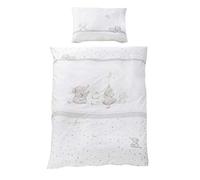 roba Biancheria da Letto Set 2 Pezzi Sternenzauber - Cotone Puro - Copripiumino 100 x 135 cm e Federa 40 x 60 cm - Motivo con Stelline - Bianco