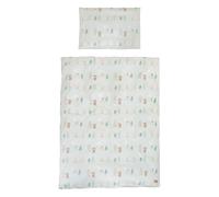 roba Biancheria per Lettino Woodland Buddies - Piumino 100 x 135 cm + Federa 40 x 60 cm - Set 2 Pezzi in Cotone - Verde Pastello