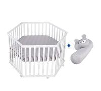 roba Box + Cuscino Serpente roba Style - Esagonale - Paracolpi in Microfibra - Rimovibile - Regolabile in 3 Altezze - 6 Ruote con Freni - Bianco e Grigio