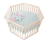 roba Box gioco esagonale + rivestimento protettivo 'Lil Planet frosty green' - recinto da gioco in faggio bio - regolabile in altezza su 3 livelli - legno massiccio