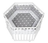 roba Box per bambini Little Stars, Esagonale, Cuscinetti di protezione e ruote, legno, Bianco