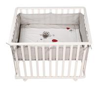 ROBA - Box Per Bambini pollici pollici adam E Eule pollici pollici , 75 X 100 Cm, Box Con Cuscinetti Di Protezione E Ruote, Legno Bianco