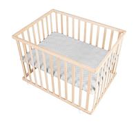 roba Box Rettangolare per Bambini roba Style - 75 x 100 cm - con Materassino e Ruote con Freni - 3 Altezze Regolabili - 0-24 Mesi - Legno Naturale e Inserto Grigio