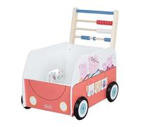 roba Carrello Giocattolo a Spinta Bully Peppa Pig - con Abaco e Ruote - per Imparare a Camminare - Primi Passi - Regalo Compleanno, Natale, Pasqua - Legno Laccato Bianco/Rosa