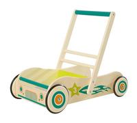 roba Carrello Giocattolo Rennfahrer - con Freno - per Bambole e Altri Giochi - Sistema Anti-Ribaltamento - Ottimale per i Primi Passi - Legno Laccato Verde