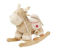 roba Cavallo a Dondolo per Bambini - in Legno con Rivestimento in Tessuto e Peluche - con Staffe - Ideale Come Regalo di Compleanno e Natale - dai 12 Mesi in su - Beige