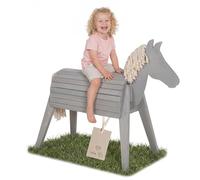 roba Cavallo da esterno in legno massello - In legno resistente alle intemperie e sostenibile per il giardino - Cavallo da volteggio per cavalcare, arrampicarsi e fare ginnastica - Verniciato grigio