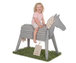 roba Cavallo da esterno in legno massello - In legno resistente alle intemperie e sostenibile per il giardino - Cavallo da volteggio per cavalcare, arrampicarsi e fare ginnastica - Verniciato grigio