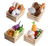 roba Cesto di Alimenti Giocattolo - 4 Cestini con Accessori per Negozio e Cucina per Bambini - Peluche - Gioco Olistico - dai 3 Anni in Su - Multicolore
