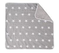 roba Coperta per Neonati e Bambini Little Stars - Lato Felpato - Lato Cotone 100% - per Lettino, Culla e Passeggino - Motivo con Stelline - 80 x 80 cm - Grigio