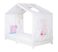 Copertura per letti Montessori 70 x 140 cm con design Peppa Pig - Accessorio adatto per trasformare in letto a baldacchino - Incluso: 3 tasche per riporre e finestra sul tetto