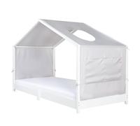 Copertura per letti Montessori 90 x 200 cm - Accessorio adatto per trasformare in letto a baldacchino - Incluso: 3 tasche per riporre e finestra sul tetto - Grigio chiaro