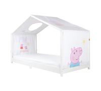 Copertura per letti Montessori 90 x 200 cm con design Peppa Pig - Accessorio adatto per trasformare in letto a baldacchino - Incluso: 3 tasche per riporre e finestra sul tetto