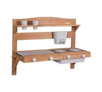 roba Cucina Giocattolo da Esterno da Appendere - con Accessori - Resistente alle Intemperie - Regalo di Compleanno, Natale - Legno Certificato FSC - Teak Naturale Chiaro