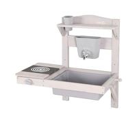 roba Cucina Giocattolo da Esterno - da Appendere - con Accessori - Resistente alle Intemperie - Regalo di Compleanno, Natale, Pasqua - Legno Certificato FSC - Grigio