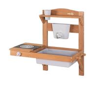 roba Cucina Giocattolo da Esterno - da Appendere - con Accessori - Resistente alle Intemperie - Regalo di Compleanno, Natale, Pasqua - Legno Certificato FSC - Teak Naturale