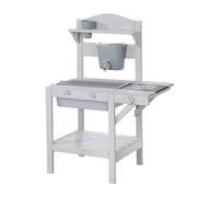 roba Cucina Giocattolo da Esterno - Giardino, Terrazza, Aria Aperta - con Accessori - Pentola e Mestolo Inclusi - Legno Certificato FSC - Robusta e Resistente alle Intemperie - dai 18 Mesi - Grigio