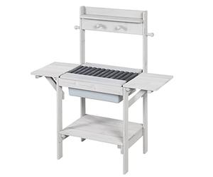 roba Cucina per Bambini BBQ - per Cameretta, Giardino, Terrazza, Esterno - Resistente alle Intemperie - Banco in Plastica e Ripiani - Regalo Compleanno, Natale, Pasqua - Legno Laccato Grigio