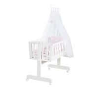roba Culla e lettino Kleine Wolke - Design a Nuvola - 40 x 90 cm - in Legno - Set da Letto Completo di Chiusura e Arredo Tessile - Bianco/Rosa