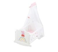 roba Culla Giocattolo per Bambole Peppa Pig - con Accessori - Baldacchino con Supporto, Cuscino, Coperta - dai 3 Anni - Montaggio Facile e Veloce - Legno Laccato Bianco e Rosa