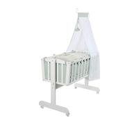 roba Culla in Legno Woodland Buddies 40 x 90 cm Incl. Accessori - Con Ruote, Tessili & Materasso - Legno Laccato Bianco