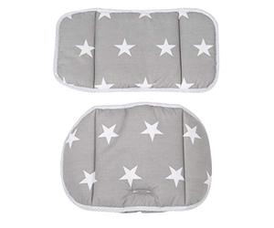 roba Cuscino Riduttore per Sedia e per Seggiolone Little Stars - Set 2 Pezzi - Imbottito e Morbido - Misto Cotone e Poliestere - Motivo con Stelline - Grigio