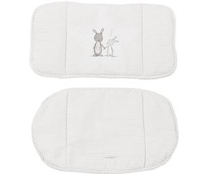 roba Cuscino Riduttore per Sedia e Seggiolone Fox & Bunny - Set 2 Pezzi - Imbottito e Morbido - Misto Cotone e Poliestere - Motivo con Coniglietto e Volpe - Bianco