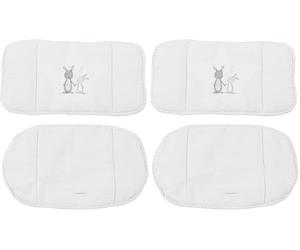 roba Cuscino Riduttore per Sedia e Seggiolone Fox & Bunny - Set 2 Pezzi - Imbottito e Morbido - Misto Cotone e Poliestere - Motivo con Coniglietto e Volpe - Bianco (Confezione da 2)