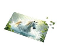 Roba da bar per uomo Cavallo bianco galoppo attraverso l'acqua immagine puzzle divertente segni metallo latta decorazione (500 pezzi)