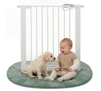 roba easySafe+ cancello sicurezza per porte e scale, larghezza 75-82 cm (estendibile 110 cm), chiusura a semaforo, stop 90°, montaggio senza fori, TÜV, per bambini 0-24 mesi, bianco.