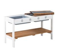 roba Estensione cucina per casetta da gioco - Cucina outdoor bianco-marrone con piano BBQ e fornelli - Accessori per casetta giardino da 18 mesi - Legno resistente alle intemperie