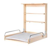 roba Fasciatoio a Parete + Materasso roba Style Grigio - 2 Ripiani Pratici - Salvaspazio - Pieghevole - Inserto Imbottito e Morbido - Fino a 15 kg - Legno Naturale