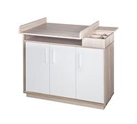 roba Fasciatoio con Cassettiera"Olaf", con Ripiani, 3 Ante, 101 x 118 cm, Bianco/Legno Naturale