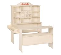 roba Grande Negozio Giocattolo per Bambini - con Mensole e 6 Cassetti - Stand Vendita con 2 Piani di Lavoro - Legno assiccio Naturale