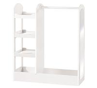 roba Guardaroba per Bambini in Legno - Appendiabiti con Specchio 3 Scaffali e 2 Scomparti - con Mensole - Armadio per Cameretta dei Bambini - Legno Massello Laccato Bianco