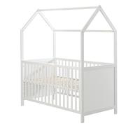 roba Lettino a Forma di Casa 70 x 140 cm - Certificato FSC - Letto Combinato - Regolazione in 3 Altezze Diverse - Trasformabile - Legno Laccato Bianco