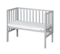 roba Lettino Co-sleeping 2 in 1, Inserto safe asleep 45 x 90 cm e Barriera, Adatto a Tutte le Altezze dei Letti dei Genitori, dalla Nascita, Trasformabile in Panca, Legno Laccato Grigio