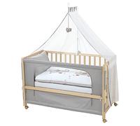 roba Lettino Co-Sleeping Jumbo twins, per Neonati e Bambini, 60 x 120 cm, Biancheria per Lettino Inclusa, si Aggancia al Letto dei Genitori, 6 Altezze Regolabili, Legno Naturale