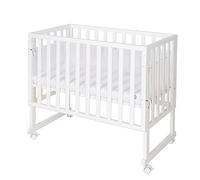 roba Lettino Co-sleeping safe asleep 3 in 1, 45 x 90 cm, Altezza Regolabile, Design Sternenzauber Gris, Set Completto con Culla, Inserto, Barriera in Tessuto e Ruote con Freni, Legno Laccato Bianco