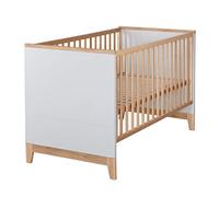 roba Lettino Combinato "Caro", 70 x 140 cm, Regolabile in Altezza, 3 Doghe, Trasformabile, Legno Naturale/Grigio Chiaro